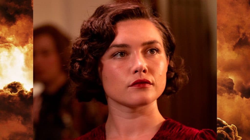 Cena de Oppenheimer com Jean Tatlock, interpretado por Florence Pugh