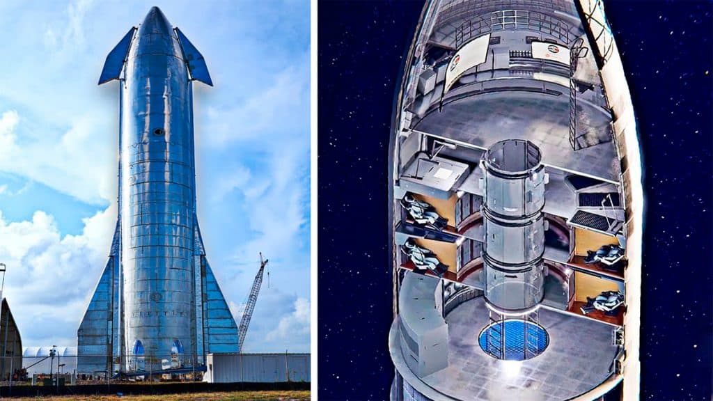 Visão raio-x sobre foguete Starship da SpaceX