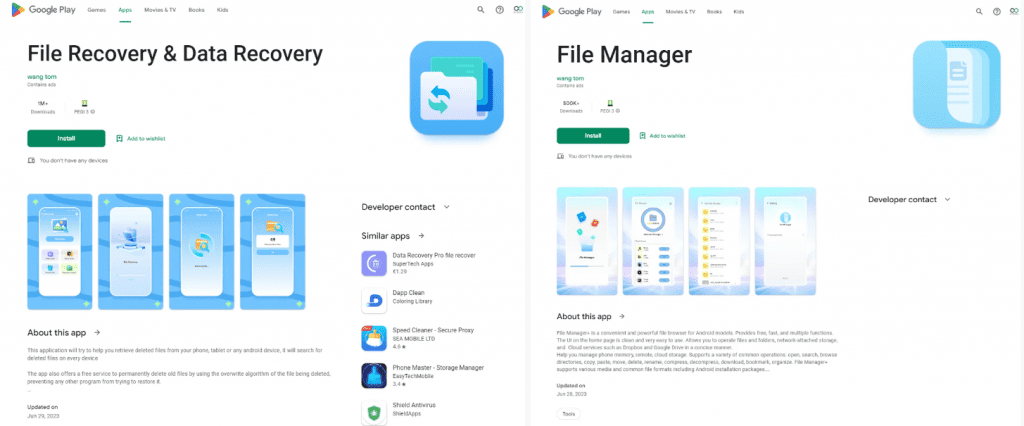 Spywares Google Play