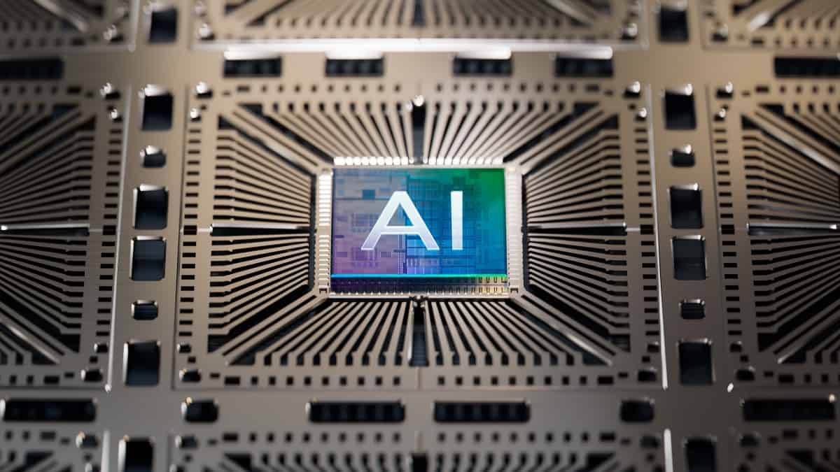 Ilustração digital de chip de IA