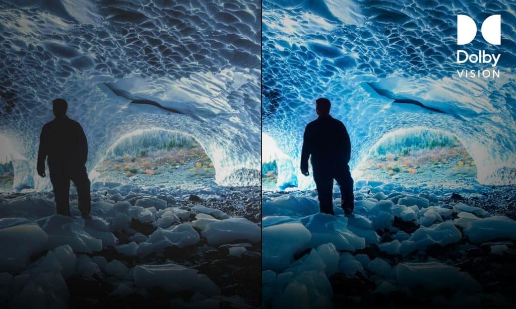 Imagem comparativa com e sem Dolby Vision