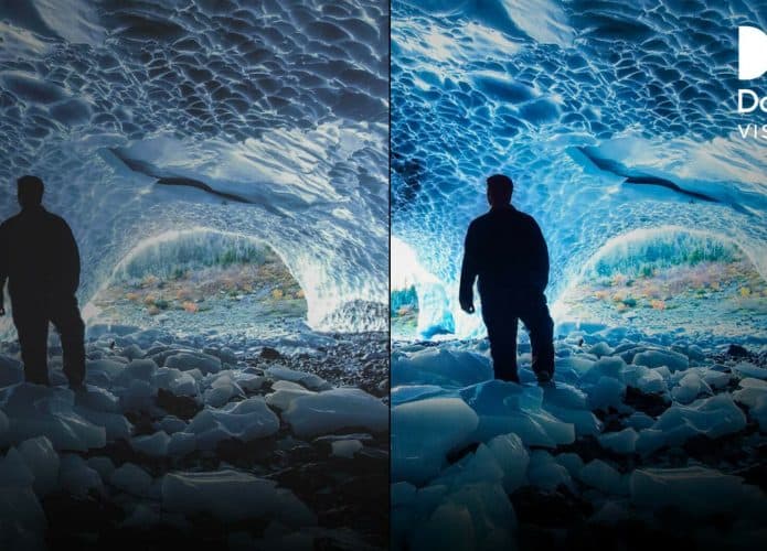 Imagem comparativa com e sem Dolby Vision