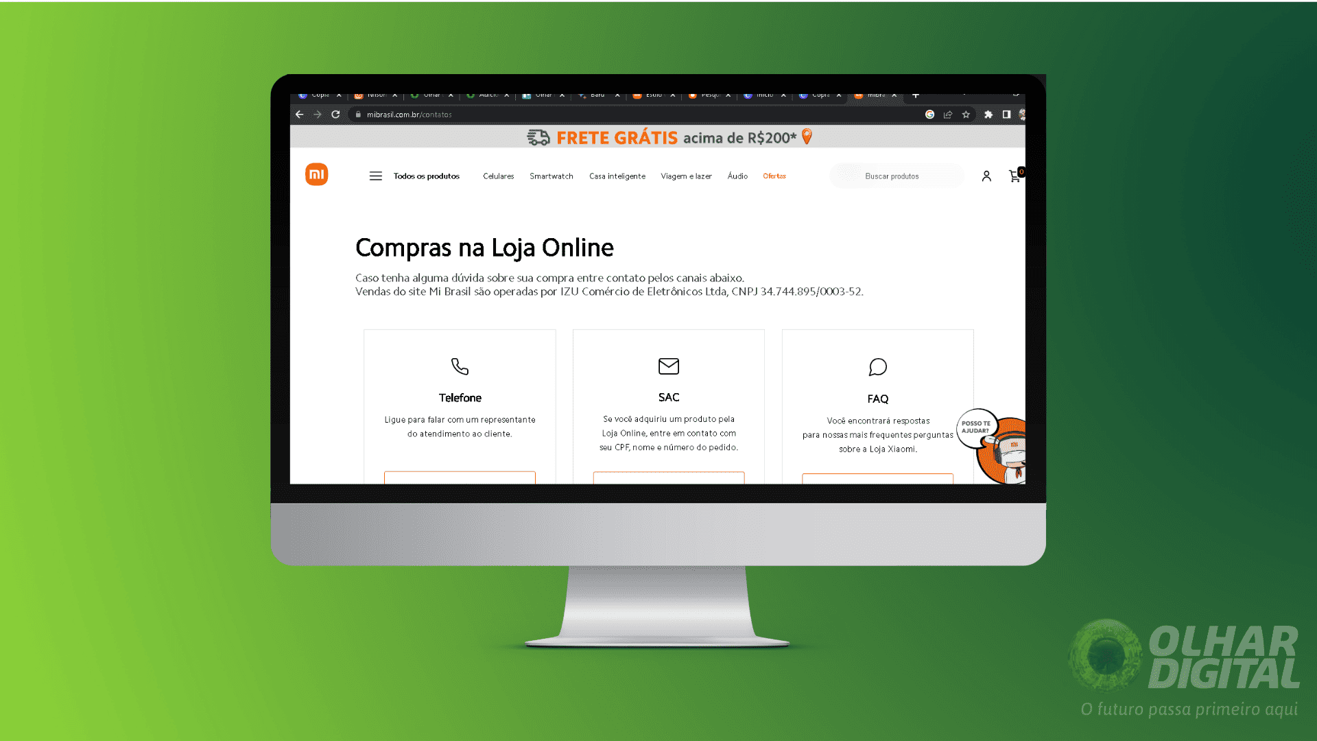 Imagem mostrando a página de contatos da Xiaomi