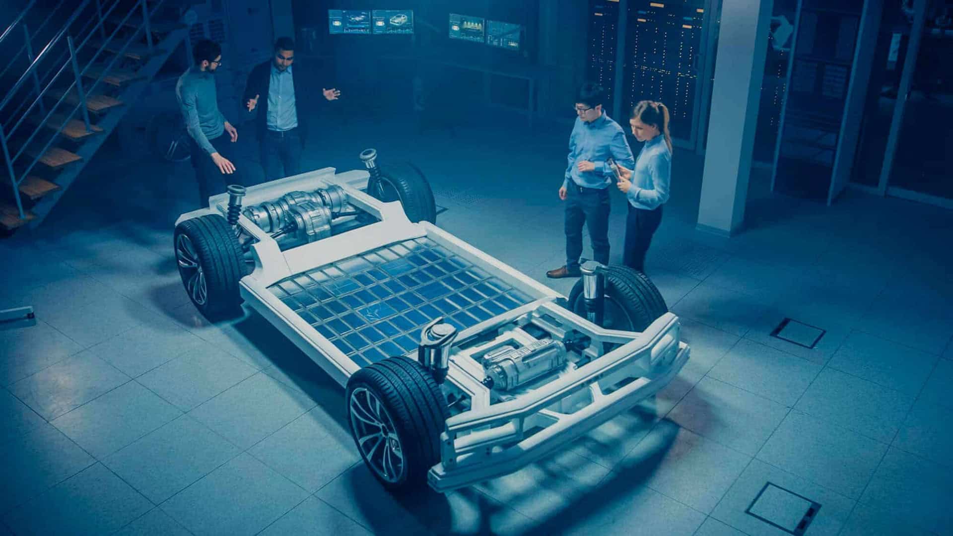 Baterias de lítio em carro elétrico