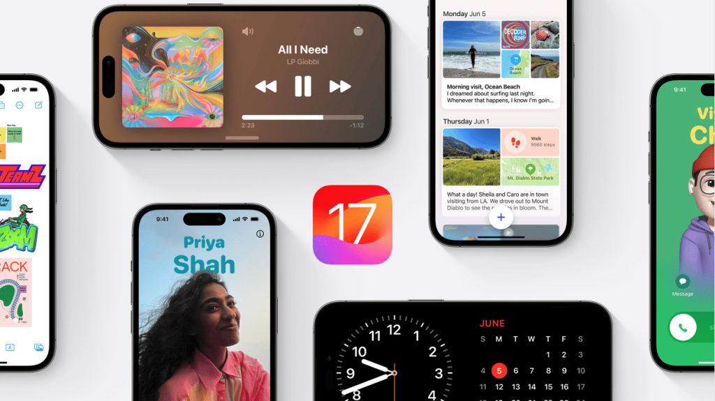 Montagem sobre recursos do iOS 17