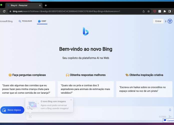 Captura de tela do Bing Chat