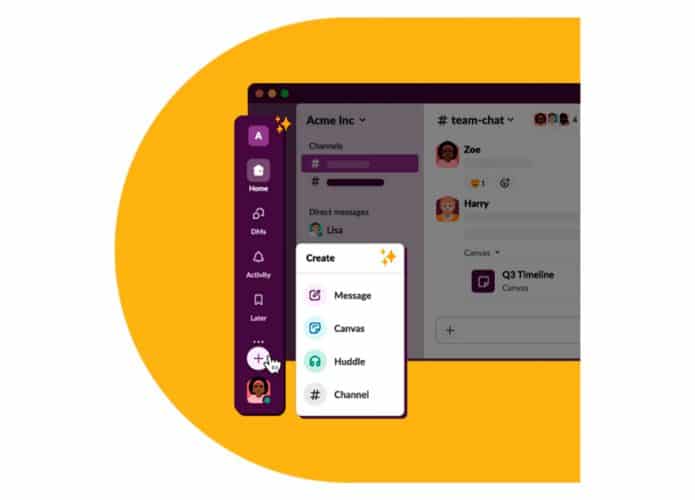 Ilustração da nova interface do Slack