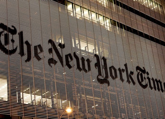 Fachada do prédio do The New York Times