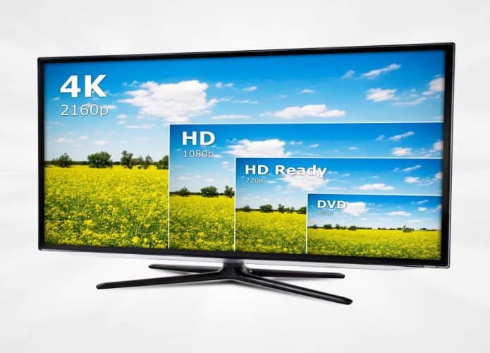 Tv com imagem de paisagem com descrição 4k