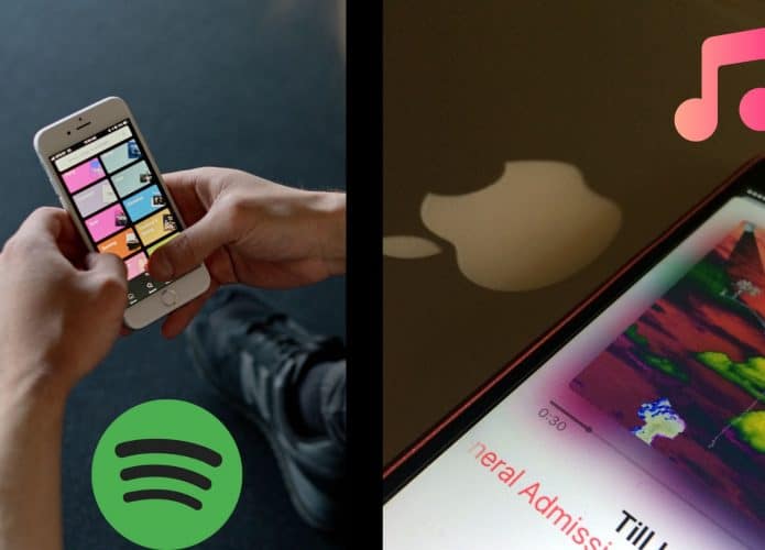Imagem mostrando o Apple Music e o Spotify