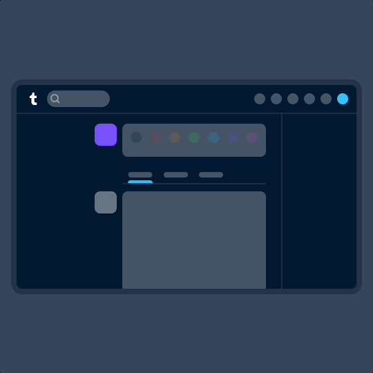Animação mostra a mudança no posicionamento dos elementos da interface gráfica do Tumblr
