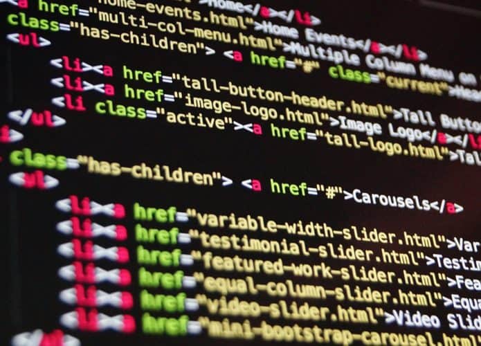 imagem mostrando códigos de programação