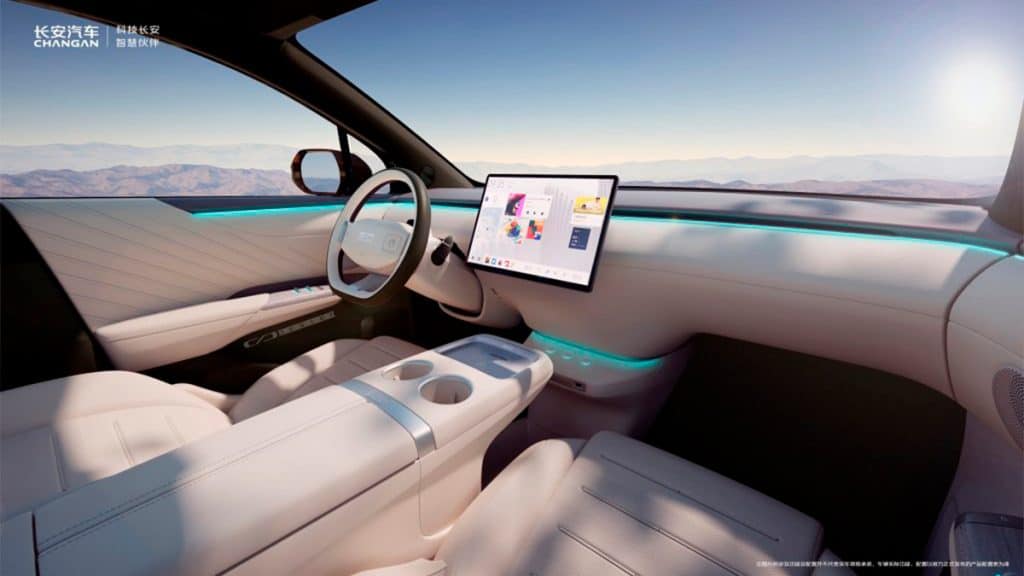Interior do SUV elétrico que também é picape da Changan