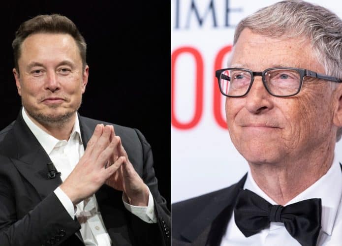 Montagem de fotos de Elon Musk e Bill Gates
