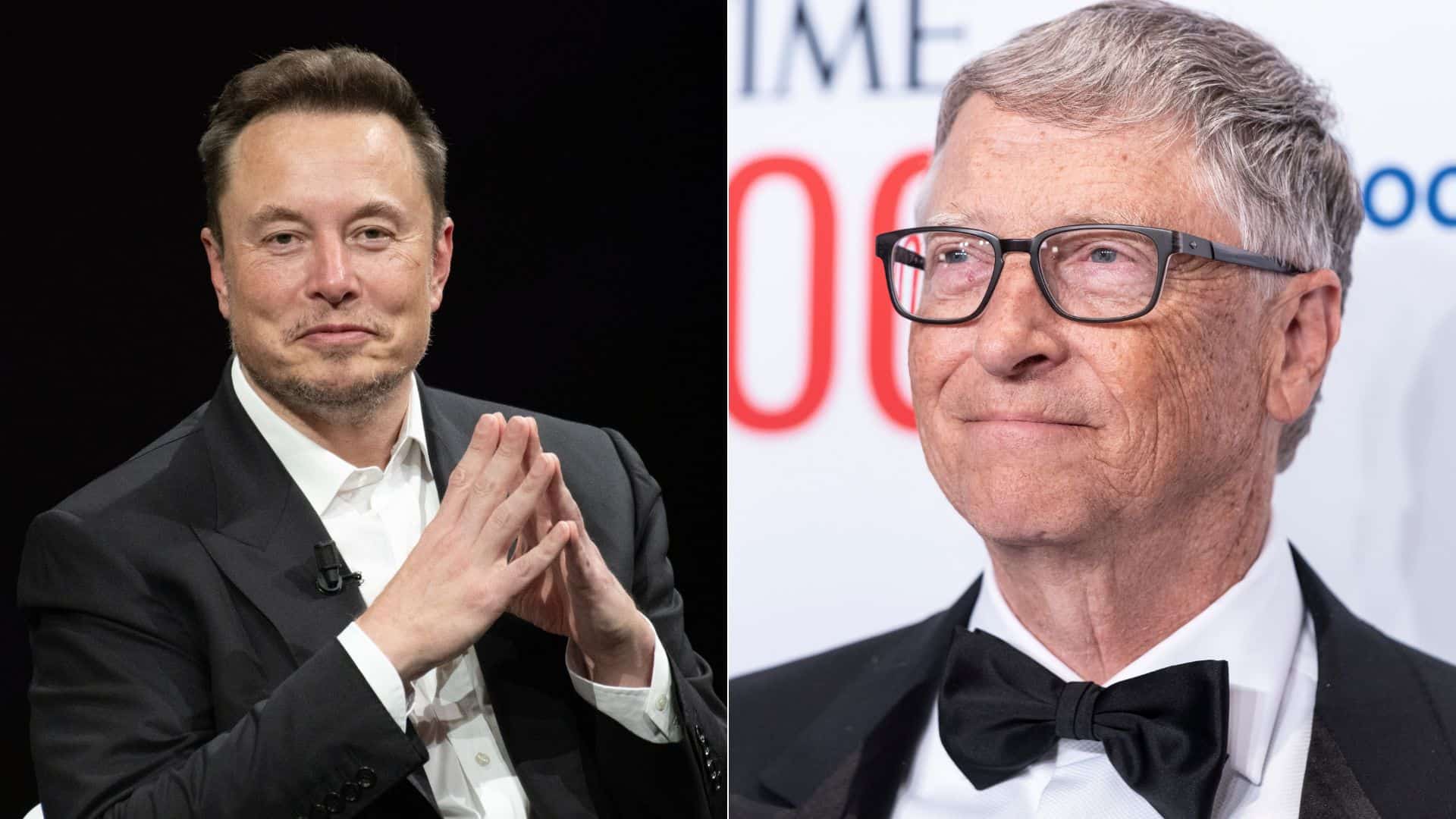 Montagem de fotos de Elon Musk e Bill Gates