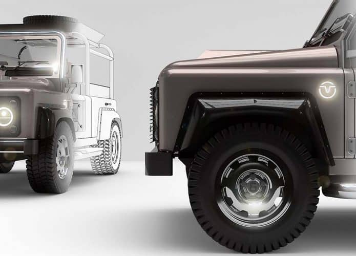 Desenho de conceito de Land Rover elétrico para caber em iates