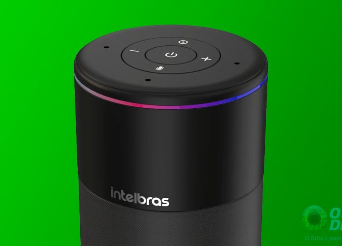 Montagem com alto-falante inteligente da Intelbras