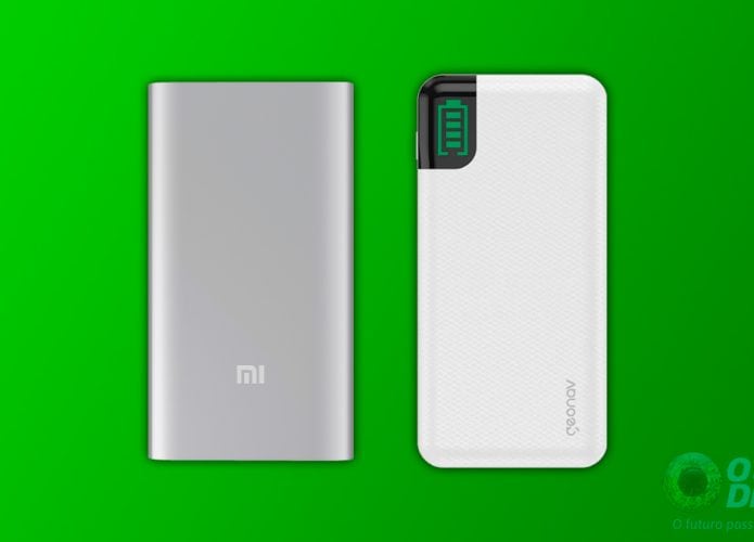 Montagem com modelos de power Bank em promoção na Amazon