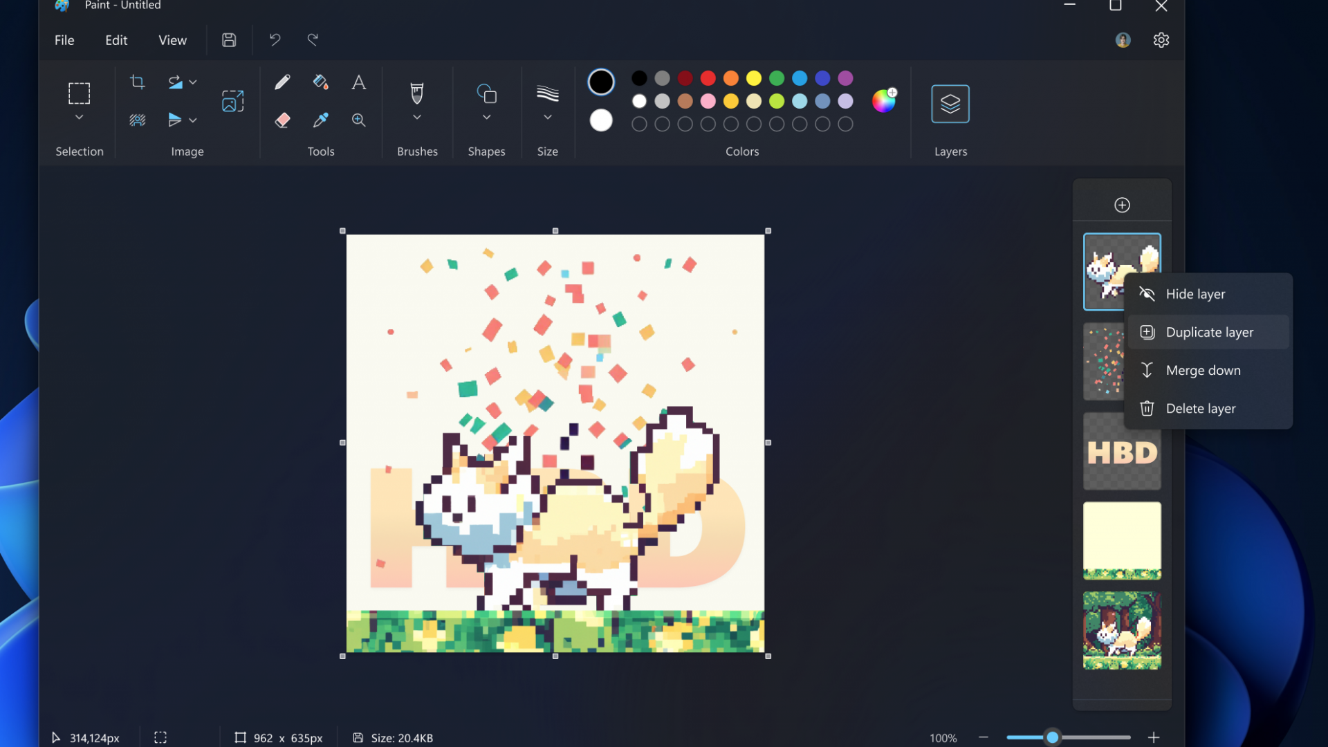 Microsoft Paint agora trabalha em camadas (Imagem: divulgação/Microsoft)