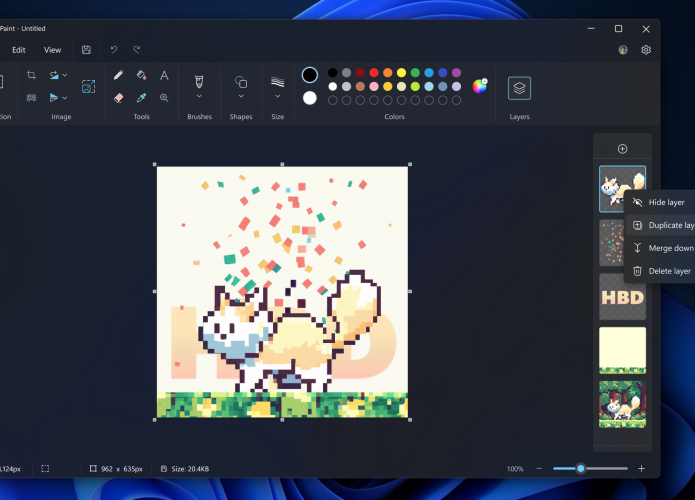 Microsoft Paint agora trabalha em camadas (Imagem: divulgação/Microsoft)