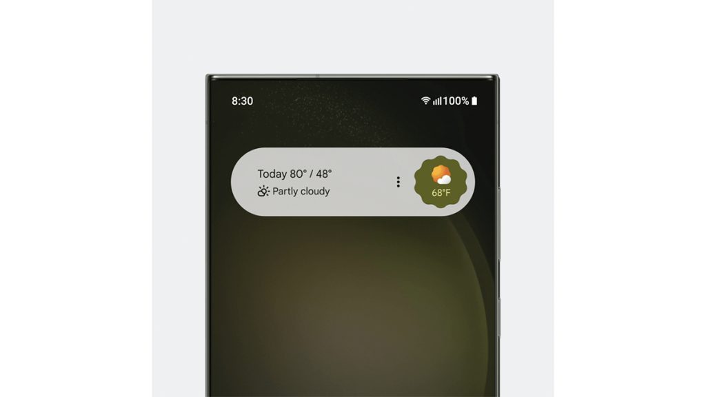 Montagem com widget do aplicativo Google Assistente na tela inicial de um celular com Android