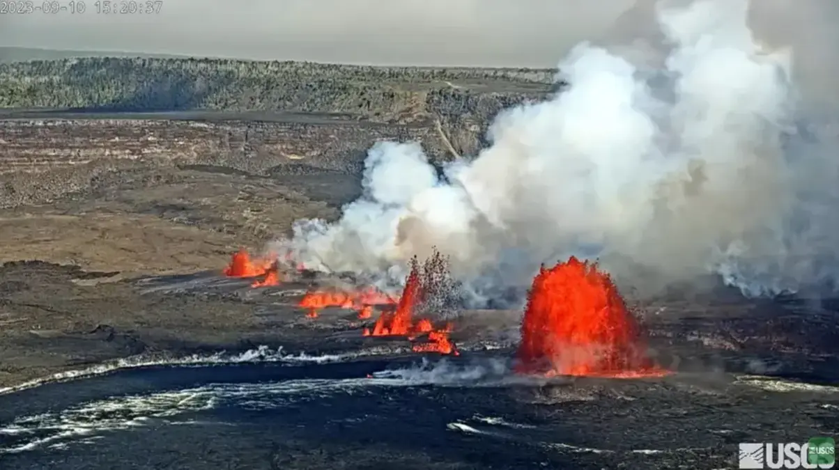Erupção do vulcão Kilauea no dia 10 de setembro de 2023