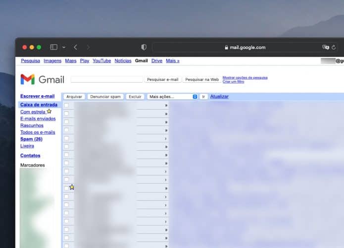 Gmail no modo HTML básico (Imagem: reprodução/Olhar Digital)