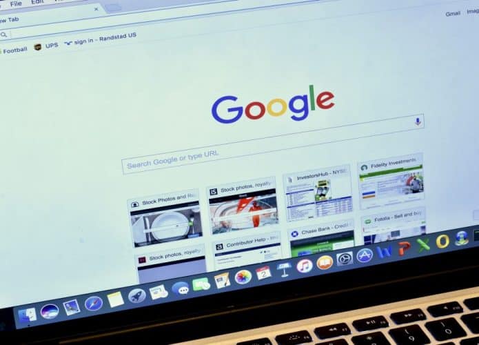 Tela do Google em um notebook