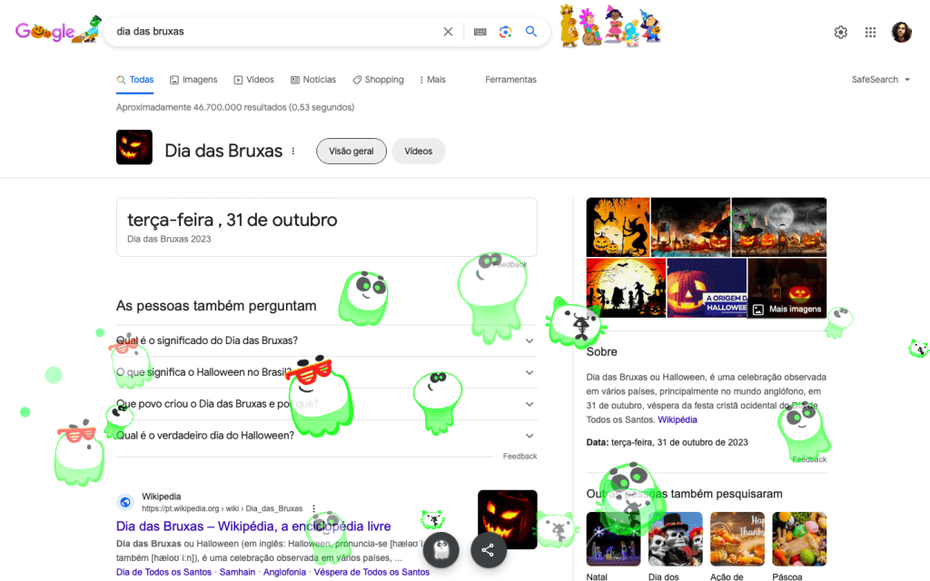 Captura de tela de busca por Halloween no Google
