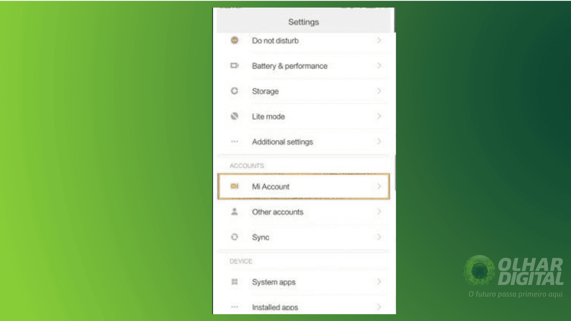 Passo 1 Xiaomi Backup