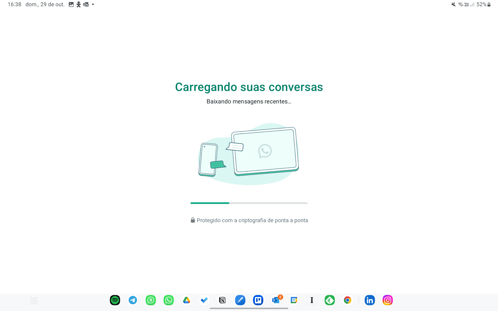 Aguarde o WhatsApp carregar (Imagem: Reprodução/Olhar Digital)