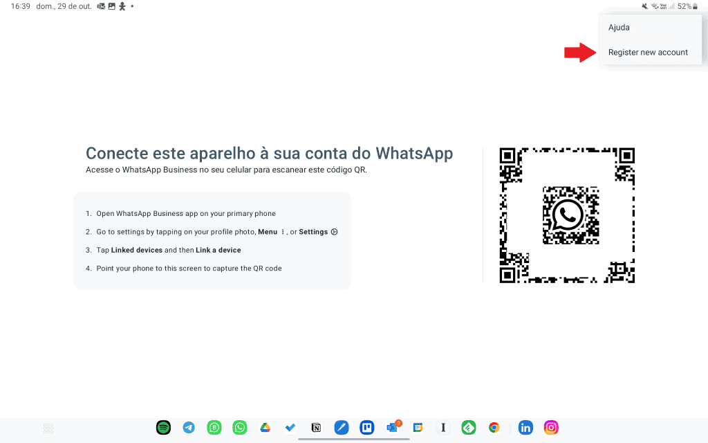 Entre com o seu telefone no WhatsApp (Imagem: Reprodução/Olhar Digital)