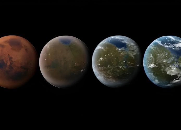 Imagem do processo que poderá deixar Marte habitável, como a Terra