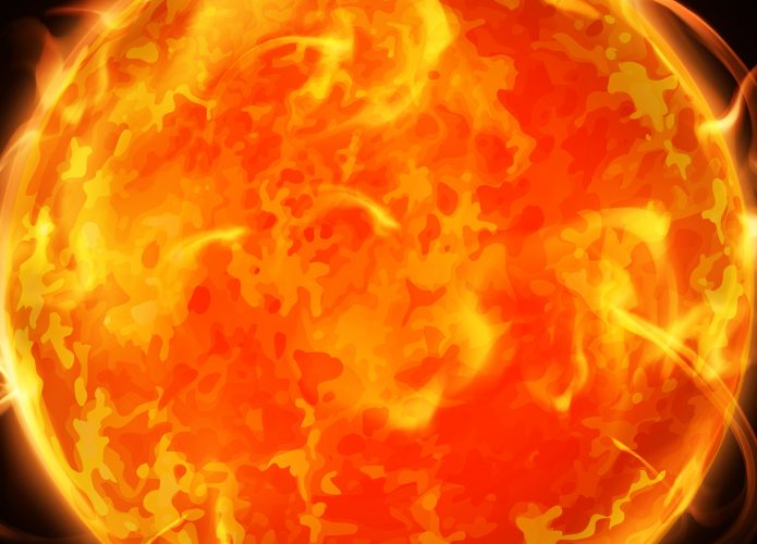 Bright,Sun,Against,Dark,Starry,Sky,In,Solar,System.,Vector