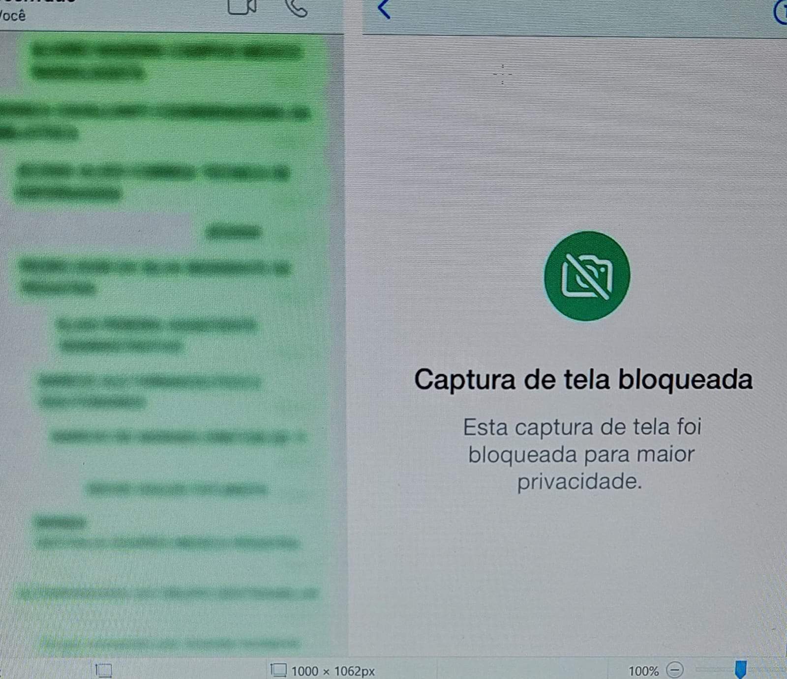 tela mensagem para bloquear print whatsapp