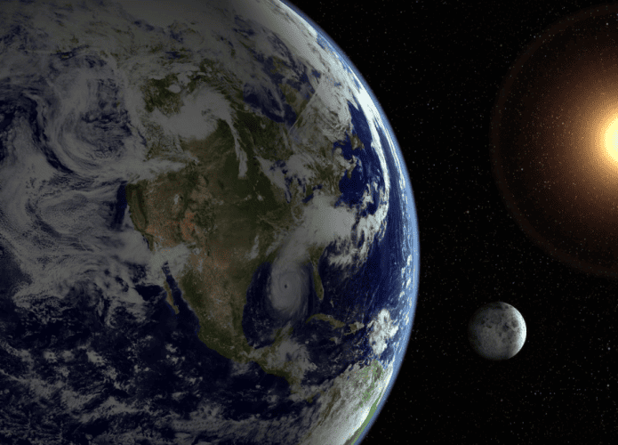 sol, lua, e terra no sistema solar
