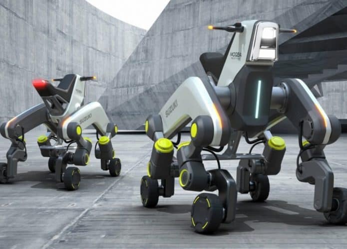 O MOQBA é o novo dispositivo de mobilidade da Suzuki com quatro rodas e pernas articuladas para superar obstáculos.