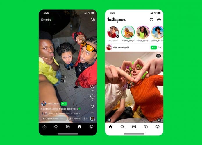 Montagem com capturas de tela de posts e reles publicados para amigos próximos no Instagram