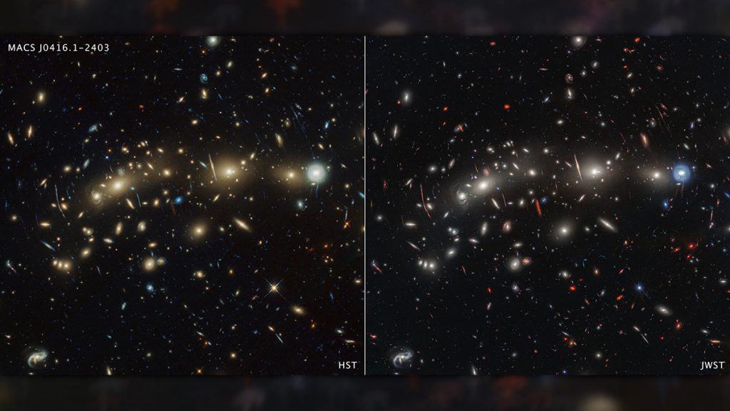 Comparação entre imagens de estrelas e galáxias no Universo capturadas pelos telescópios Hubble e James Webb