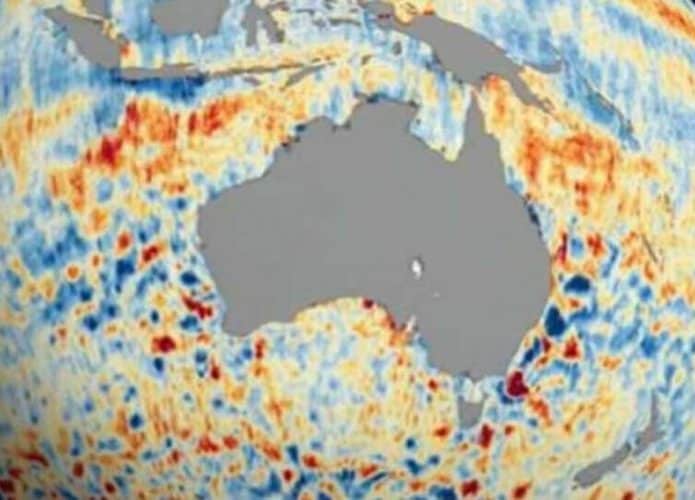 Imagem constituída a partir de dados coletados pelo satélite SWTO (Crédito: NASA/JPL-Caltech)