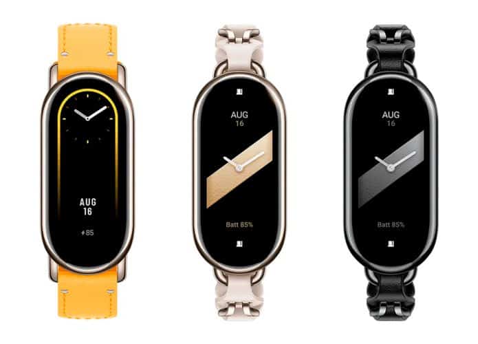 Montagem com novas pulseiras do Xiaomi Band 8
