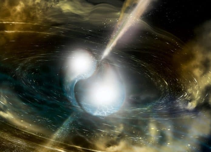 A colisão de duas estrelas de nêutrons gera uma explosão conhecida como quilonova