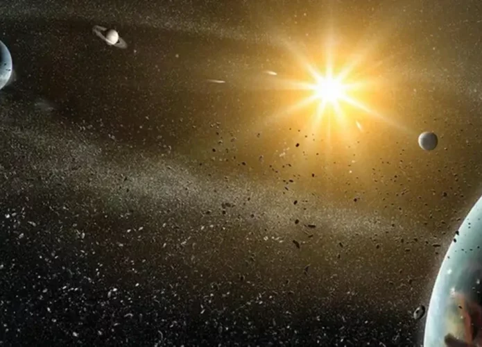 Ilustração de um sistema estelar repleto de gigantes gasosos (Crédito: NASA/Dana Berry)