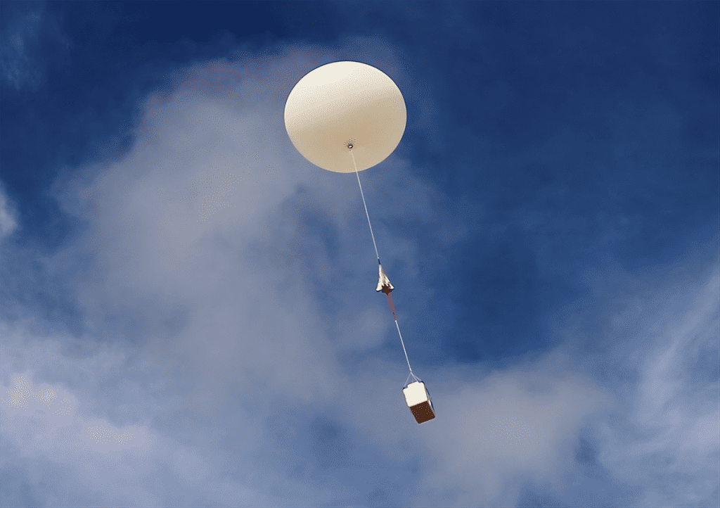 Balão atmosférico lançado na Bahia para a estratosfera da Terra em 2021. Crédito: Mistérios do Espaço/Projeto NAOS