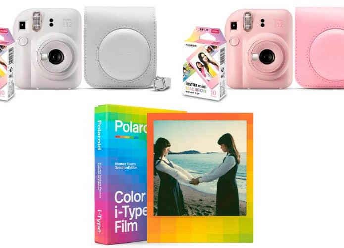 Montagem com câmeras Instax e filmes em promoção na Amazon