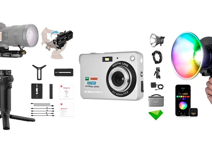 Montagem com câmeras e acessórios em promoção na Amazon