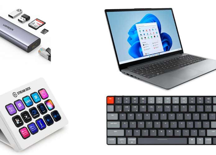 Montagem com notebooks e acessórios em oferta na Amazon
