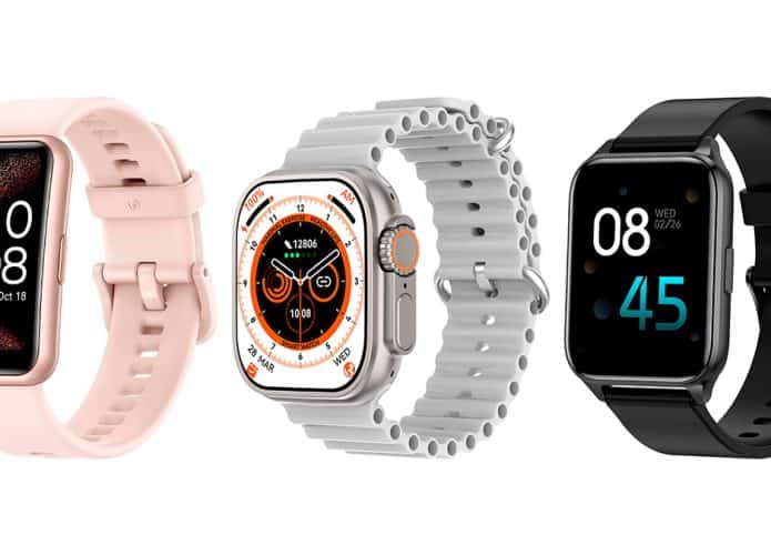 Montagem com smartwatches em promoção na Amazon