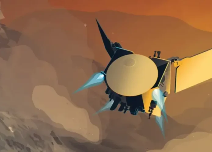 Ilustração da OSIRIS-APEX encontrado com o asteroide Apophis (Crédito: Heather Roper/Universidade do Arizona)