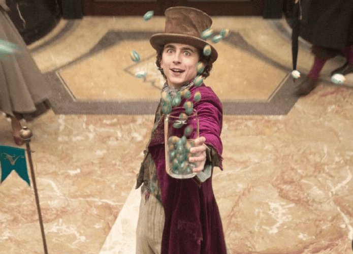 Wonka de Chalamet via Warner Bros./reprodução